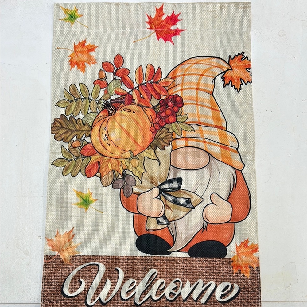 Autumn Gnome Welcome Garden Flag NWOT